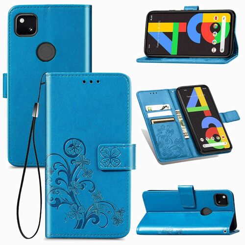 Google Pixel 4A Handy H�lle Schutz Tasche Cover Flip Case Kartenfach Blau