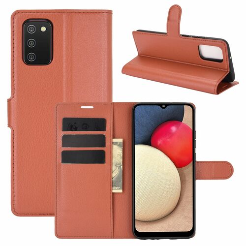 Samsung Galaxy A02s Handyh�lle Schutztasche Case Cover Klapptasche Braun