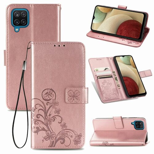 Samsung Galaxy A12 Handy H�lle Schutz Tasche Cover Flip Case Kartenfach Rosa