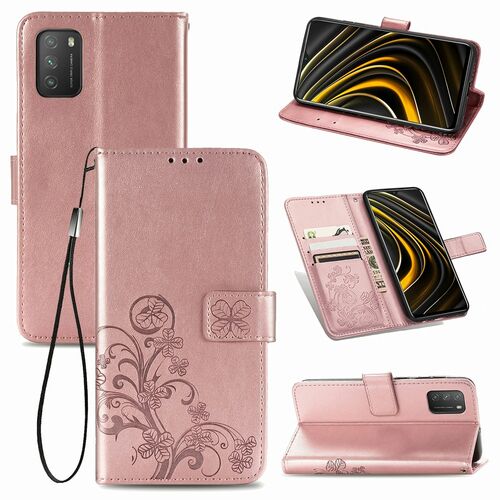 Xiaomi Poco M3 Handy H�lle Schutz Tasche Cover Flip Case Kartenfach Rosa