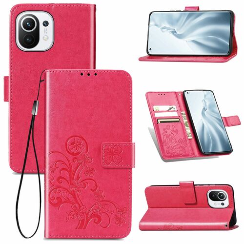 Xiaomi Mi 11 Handy H�lle Schutz Tasche Cover Flip Case Kartenfach Pink