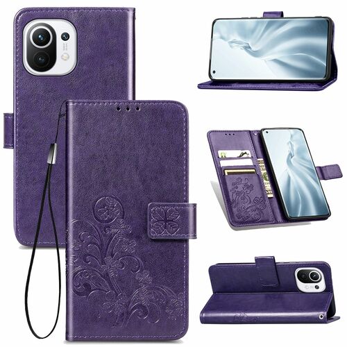 Xiaomi Mi 11 Handy H�lle Schutz Tasche Cover Flip Case Kartenfach Violett