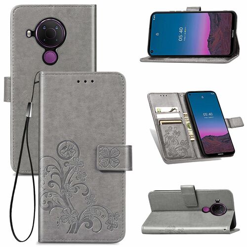 Nokia 5.4 Handy H�lle Schutz Tasche Cover Flip Case Kartenfach Grau