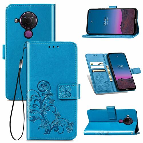 Nokia 5.4 Handy H�lle Schutz Tasche Cover Flip Case Kartenfach Blau