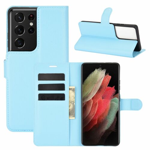 Samsung Galaxy S21 Ultra Handyh�lle Schutztasche Case Cover Klapptasche Blau