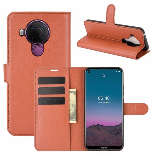 Nokia 5.4 Handyh�lle Schutztasche Case Cover Klapptasche Braun