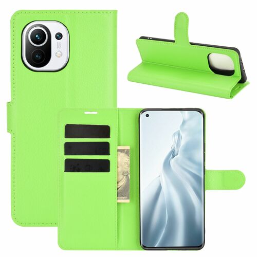 Xiaomi Mi 11 Handyh�lle Schutztasche Case Cover Klapptasche Gr�n
