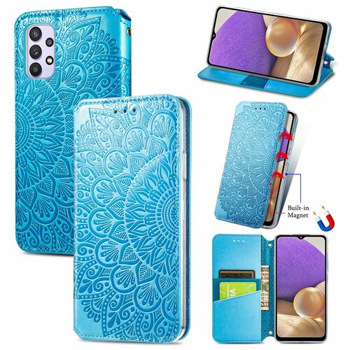 Handyh�lle f�r Samsung Galaxy A32 5G Schutztasche Wallet Cover 360 Case Etuis Blau