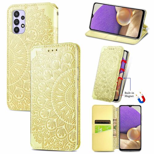 Handyh�lle f�r Samsung Galaxy A32 5G Schutztasche Wallet Cover 360 Case Etuis Gelb