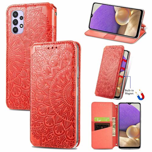 Handyhlle fr Samsung Galaxy A32 5G Schutztasche Wallet Cover 360 Case Etuis Rot