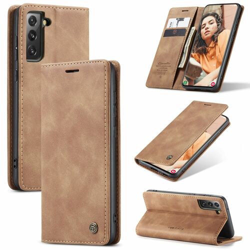 Handyh�lle f�r Samsung Galaxy S21 FE Schutztasche Wallet Cover 360 Case Etuis Braun