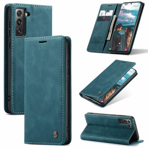 Handyh�lle f�r Samsung Galaxy S21 FE Schutztasche Wallet Cover 360 Case Etuis Blau