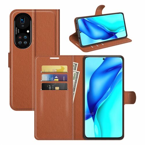 Handyh�lle f�r Huawei P50 Pro Schutztasche Wallet Cover 360 Case Etuis Braun