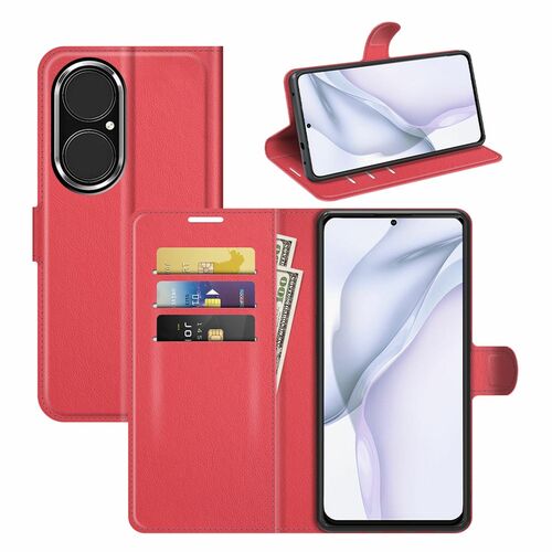 Handyh�lle f�r Huawei P50 Schutztasche Wallet Cover 360 Case Etuis Rot