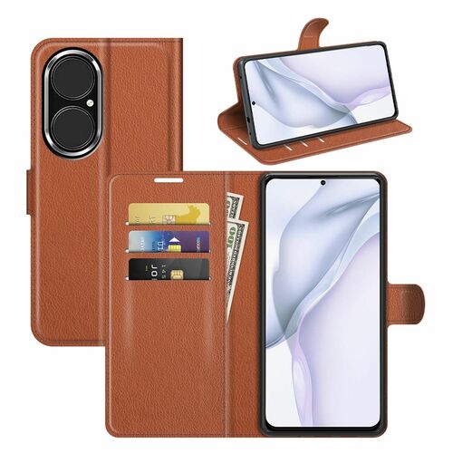 Handyh�lle f�r Huawei P50 Schutztasche Wallet Cover 360 Case Etuis Braun