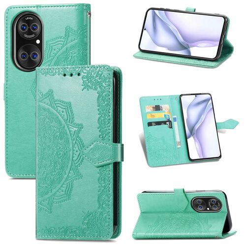 Handyh�lle f�r Huawei P50 Pro Schutztasche Wallet Cover 360 Case Etuis Gr�n