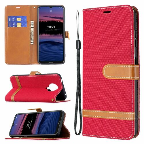 Handyh�lle f�r Nokia G20 Schutztasche Wallet Cover 360 Case Etuis Rot