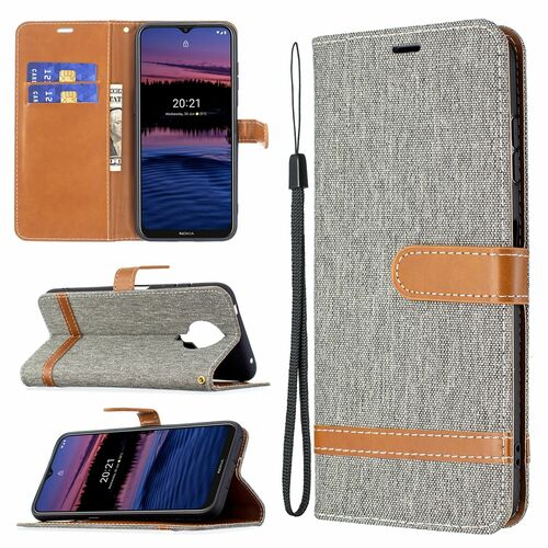 Handyh�lle f�r Nokia G20 Schutztasche Wallet Cover 360 Case Etuis Grau