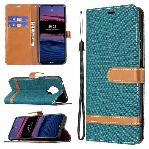 Handyh�lle f�r Nokia G20 Schutztasche Wallet Cover 360 Case Etuis Gr�n