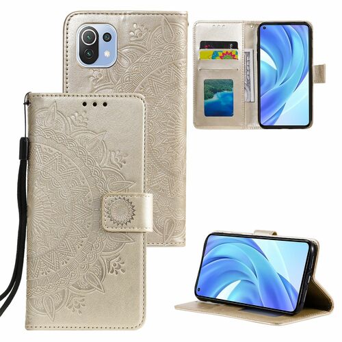 Handyh�lle f�r Xiaomi Mi 11 Lite Schutztasche Wallet Cover 360 Case Etuis Gold
