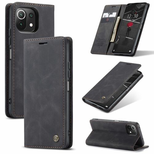 Handyh�lle f�r Xiaomi Mi 11 Lite Schutztasche Wallet Cover 360 Case Etuis Schwarz