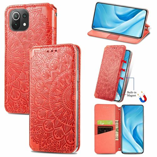 Handyh�lle f�r Xiaomi Mi 11 Lite Schutztasche Wallet Cover 360 Case Etuis Rot