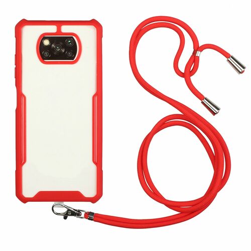 Handykette f�r Xiaomi Poco X3 H�lle mit Band zum umh�ngen Kordel Rot