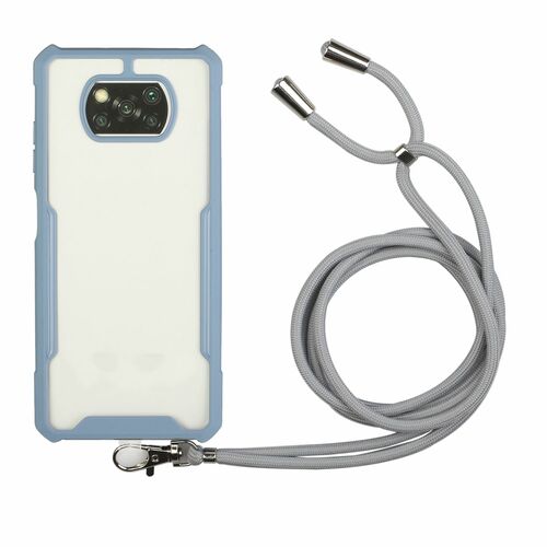 Handykette f�r Xiaomi Poco X3 H�lle mit Band zum umh�ngen Kordel Grau