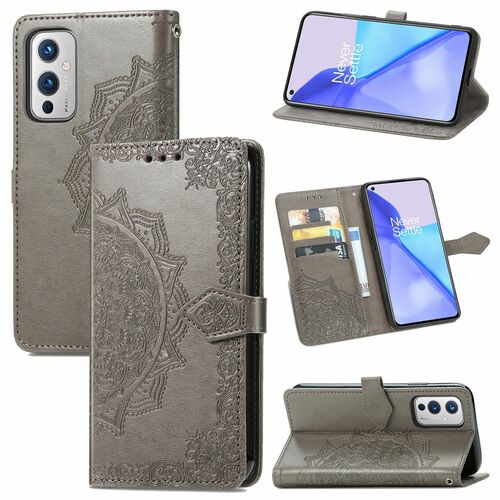 Handyh�lle f�r OnePlus 9 Schutztasche Wallet Cover 360 Case Etuis Grau