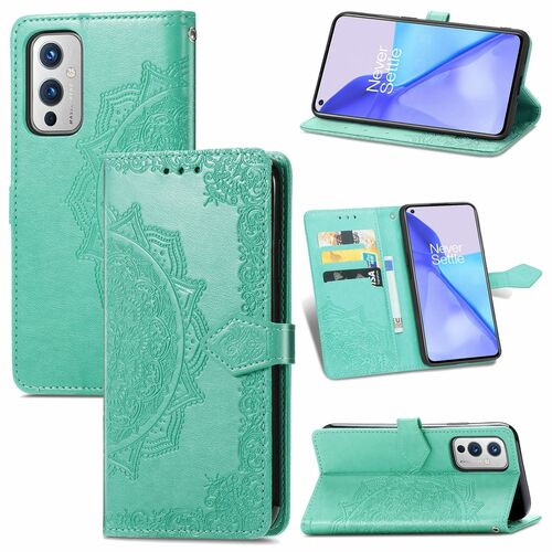 Handyh�lle f�r OnePlus 9 Schutztasche Wallet Cover 360 Case Etuis Gr�n