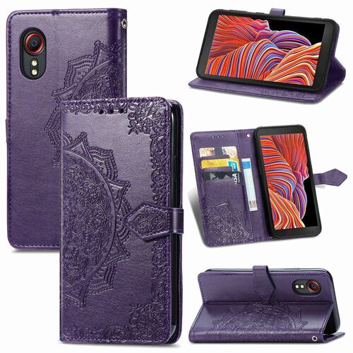 Handyh�lle f�r Samsung Galaxy Xcover 5 / 5s Schutztasche Wallet Cover 360 Case Etuis Violett