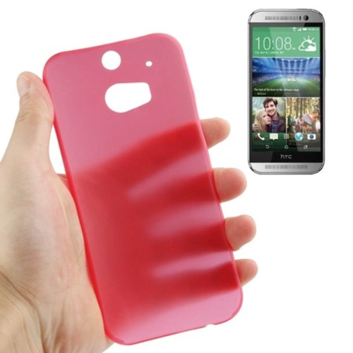 Schutzh�lle Case Ultra D�nn 0,3mm f�r Handy HTC One M8 / M8s Rot Transparent