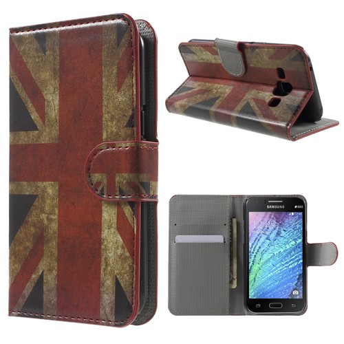 Handyh�lle Tasche f�r Handy Samsung Galaxy J1 Retro Fahne England / UK