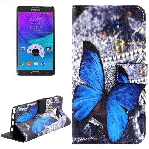Handyh�lle Tasche f�r Handy Samsung Galaxy Note 5 Blauer Schmetterling