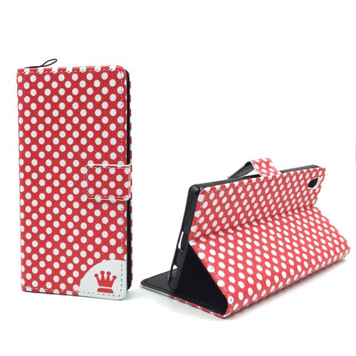 Handyh�lle Tasche f�r Handy Sony Xperia Z5 Polka Dot Rot
