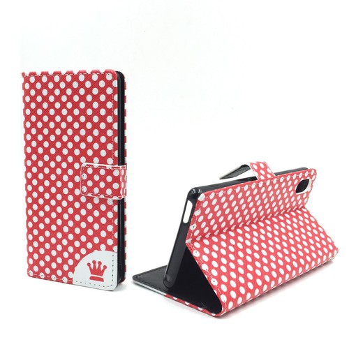 Handyhlle Tasche fr Handy Sony Xperia M4 Aqua Polka Dot Rot