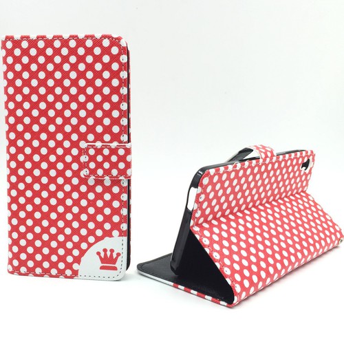 Handyh�lle Tasche f�r Handy Alcatel One Touch Idol 3 (5,5) Polka Dot Rot