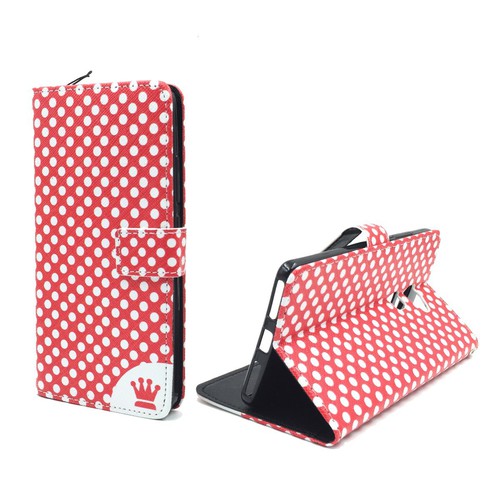 Handyh�lle Tasche f�r Handy Huawei Mate S Polka Dot Rot