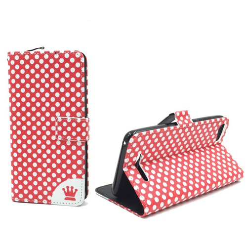 Handyh�lle Tasche f�r Handy Wiko Lenny 2 Polka Dot Rot