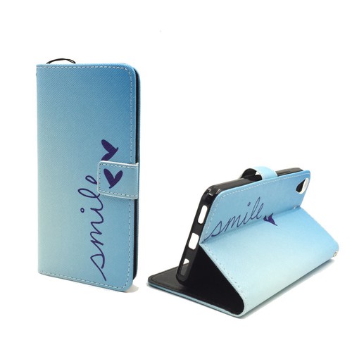 Handyh�lle Tasche f�r Handy Huawei Y6 Schriftzug Smile Blau