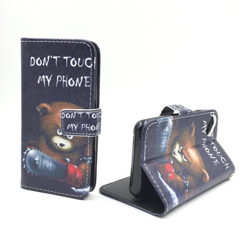 Handyh�lle Tasche f�r Handy Wiko Sunset 2 Schriftzug B�r mit Kettens�ge