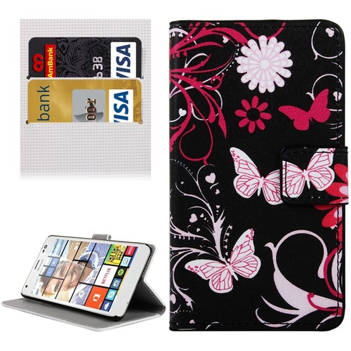 Handyh�lle Tasche f�r Handy Microsoft Lumia 850 Schmetterlinge Schwarz