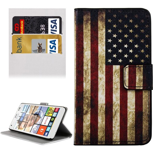 Handyh�lle Tasche f�r Handy Microsoft Lumia 850 Retro Fahne USA