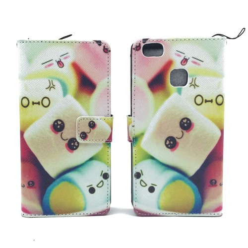 Handyh�lle Tasche f�r Handy Huawei P9 Lite Schriftzug Marshmallows
