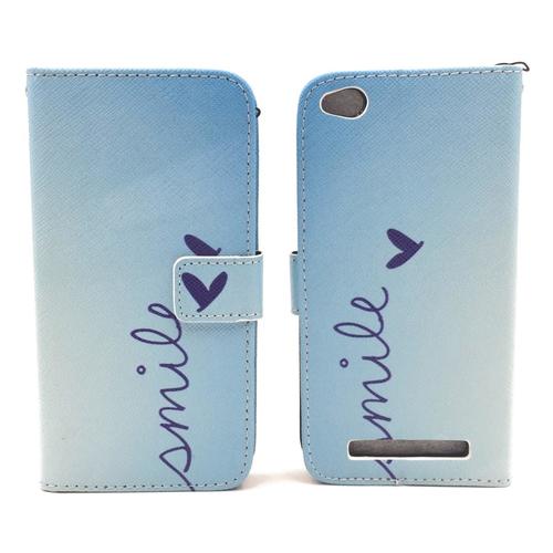 Handyh�lle Tasche f�r Handy Xiaomi Redmi 3 Schriftzug Smile Blau