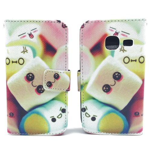 Handyh�lle Tasche f�r Handy Samsung Galaxy J1 Mini Schriftzug Marshmallows