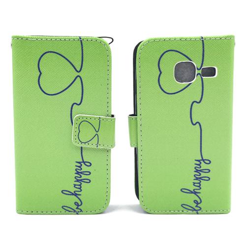 Handyh�lle Tasche f�r Handy Samsung Galaxy J1 Mini Be Happy Gr�n