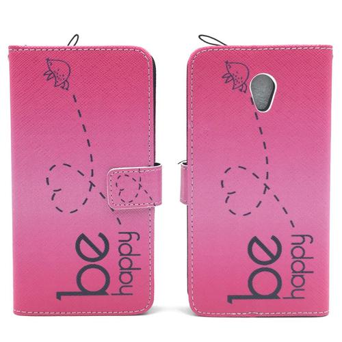 Handyh�lle Tasche f�r Handy ZTE Blade V7 Be Happy Pink