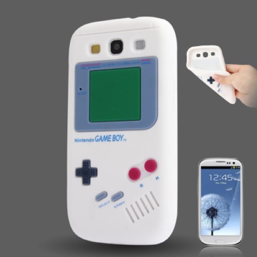 Silikon H�lle Gameboy f�r Case Handy Samsung I9300 Galaxy S3 Weiss