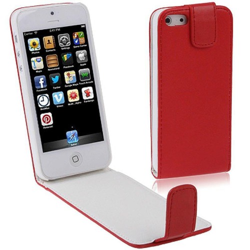 Handy Tasche Flip d�nn f�r Handy iPhone 5 / 5s Rot